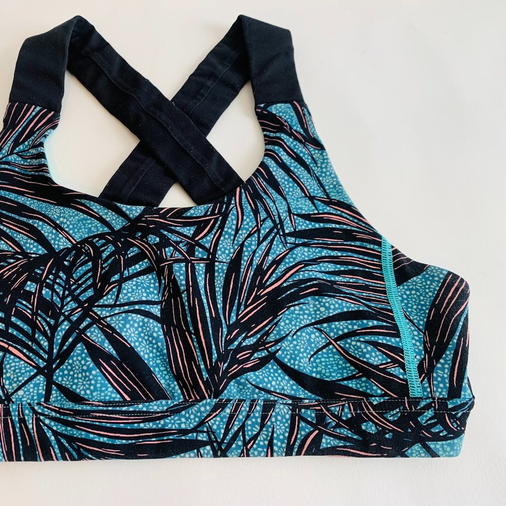 Tropical Blue Palm Lululemon Sports Bra - Medium